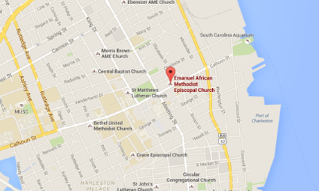 Location of church shooting in Charleston.
