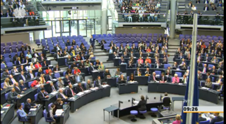 Bundestag applauding Angela Merkel
