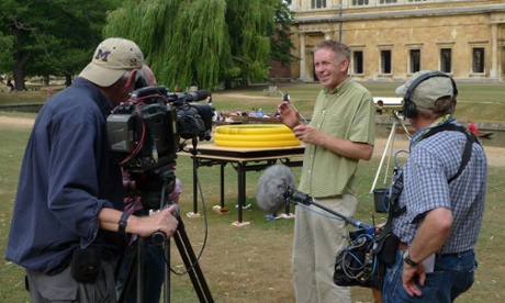 Dr Hunt filming in Cambridge. Public engagement through TV shows and speaking to schools is just as vital as journal articles and research.