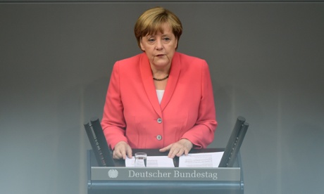 Angela Merkel addresses the German parliament.
