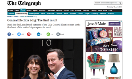 The Telegraph's website showed the biggest increase in traffic in May