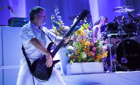 Billy Gould (bass) and Mike Bordin (drums) of Faith No More perform on stage at the Roundhouse, London.