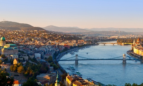 The Chain bridge over the Danube in Budapest.