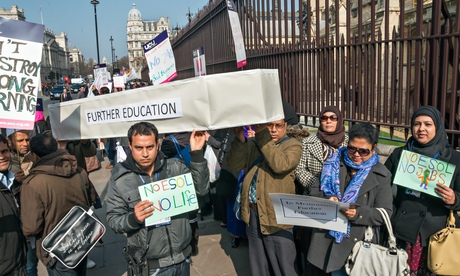 Protests against cuts to adult education budget