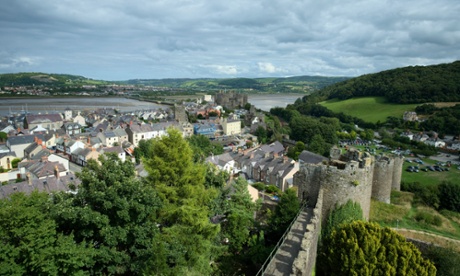 Conwy, Conwy County Borough, Wales, UK --- UK, Wales, Conwy, View from historical city wall to old town and castle