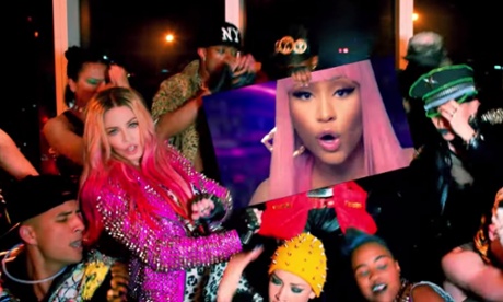 Madonna, in her Bitch I’m Madonna video