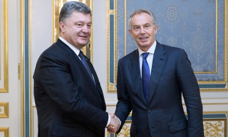 Ukrainian president Petro Poroshenko with Tony Blair in Kiev.
