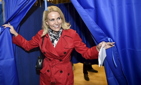 Danish Prime Minister Helle Thorning-Schmidt casts her vote during general elections.
