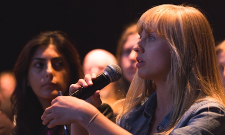 Guardian Member asking a question at Guardian Live: The psychology of terror, May 2015.