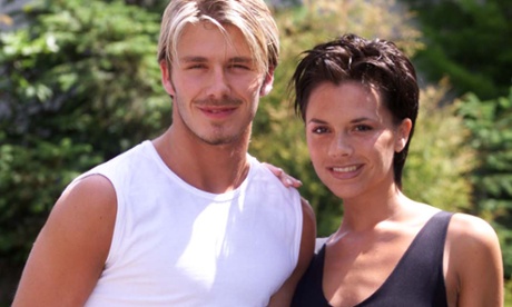 David Beckham and his fiancee Victoria Adams.