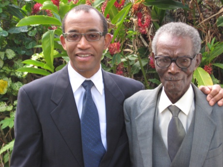 Hugh Muir with his father.