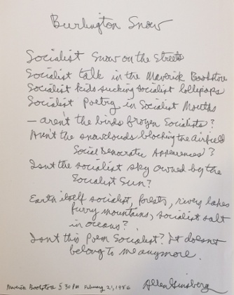 allen ginsberg burlington vermont poem