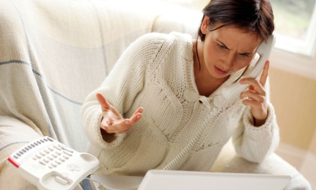 Stressed woman on phone