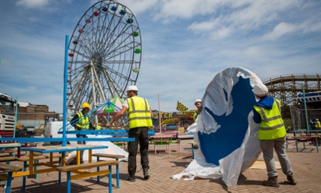 Workers carry out the final stages of construction to Dreamland