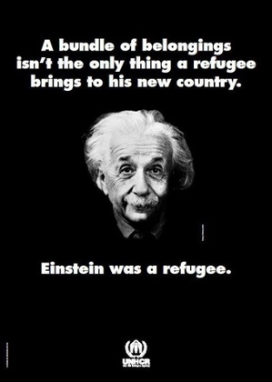 UNHCR poster featuring Einstein