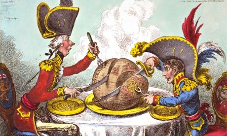 A James Gillray cartoon of 1805 depicts Napoleon and William Pitt the Younger dividing up the world