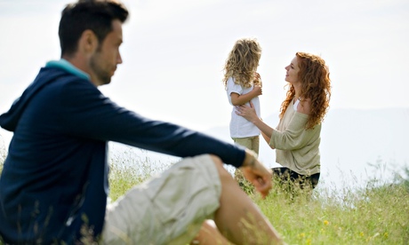 Mother daughter outdoors, father divorce lott