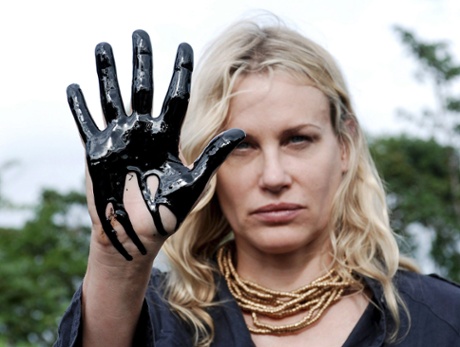 Hannah during a protest against oil giant Texaco in Ecuador in 2007.