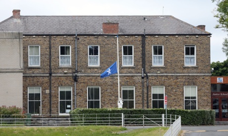 A flag flies at half mast at St Marys College in Rathmines, Dublin