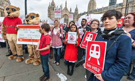 Stop HS2 Protesters Rally at Parliament before Commons Debate