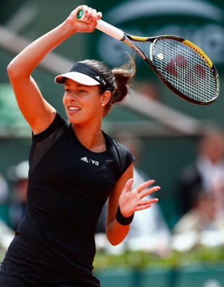 Ana Ivanovic plays a forehand .