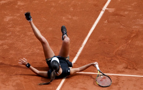 Ana Ivanovic takes a tumble.