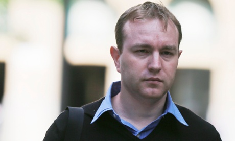 Tom Hayes, who is accused of eight counts of conspiracy to defraud between 2006 and 2010, arrives at Southwark crown court on Monday.