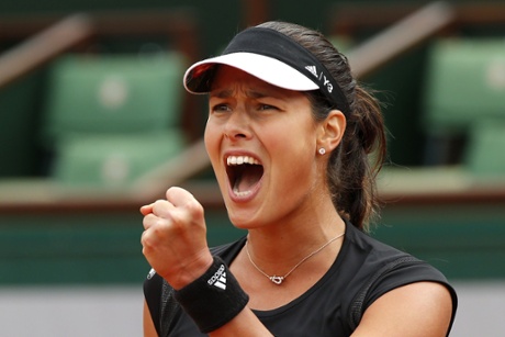 Ana Ivanovic clenches her fist as she wins the match.