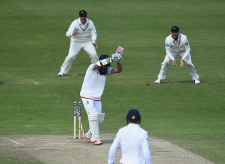 Moeen Ali is bowled by Matt Henry.