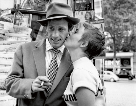 Jean-Paul Belmondo and Jean Seberg on the Champs-Elysées while filming Breathless (A Bout de Souffle), 1959.