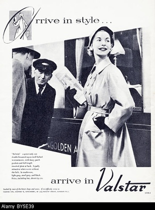 Advertisement in a women’s fashion magazine for Valstar waterproof ladies raincoat,1954. 