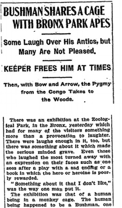 The New York Times report about Ota Benga on 9 September, 1906.