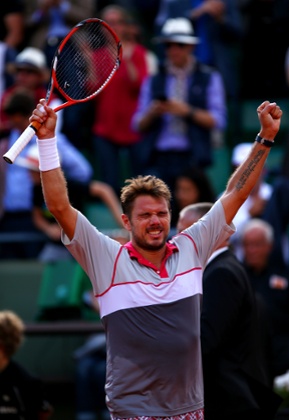 Stanislas Wawrinka celebrates his victory.