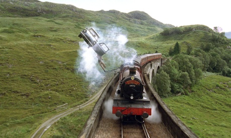 A car chases the Hogwarts Express in the film adaptation of Harry Potter and the Chamber of Secrets.