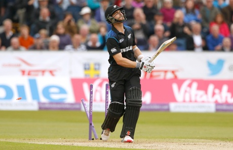 Kane Williamson plays onto his stumps off the bowling of Ben Stokes. He has scored 396 runs in this five-match series.