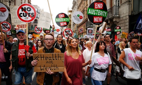 Charlotte Church attends an anti-austerity demonstration, along with tens of thousands of others, in London.
