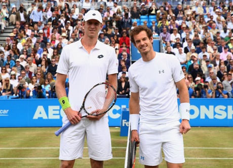 Kevin Anderson and Andy Murray pose prior to their men's singles final.