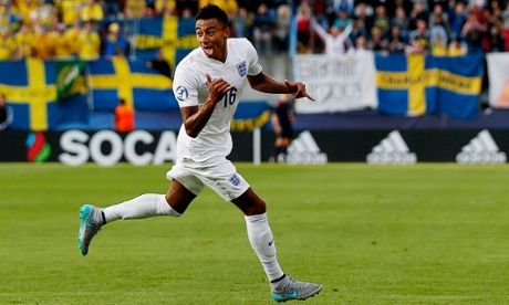 Jesse Lingard celebrates after scoring.