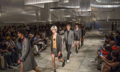 Huge slabs of clear plastic swayed gently above the guests’ heads at Prada’s show on Sunday, creating a sense of threat in the air.