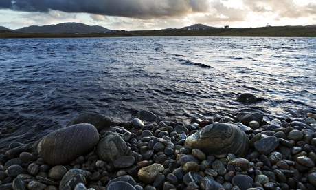 The Loch a Bhaile at the rural village of Siabost, a crofting community on the Isle of Lewis, Outer 