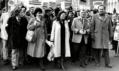 Bills Sirs, second right, marching next to his wife, Joan, on a TUC rally in Cardiff in 1980.