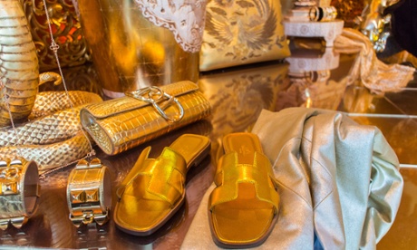 A shop window display at Hermès on the Rue du Faubourg Saint Honoré, Paris, in 2012.