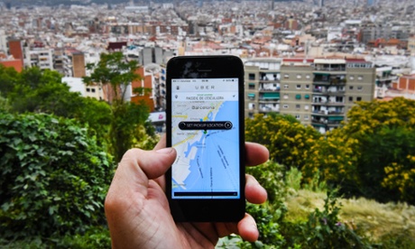Uber app on a mobile phone