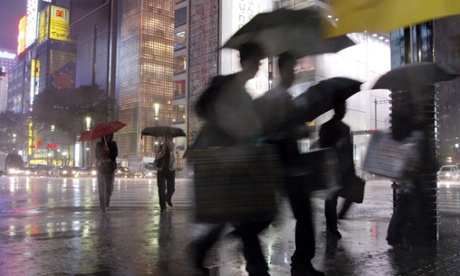 Heavy rains in Tokyo as a result of Typhoon Tokage in October 2004.