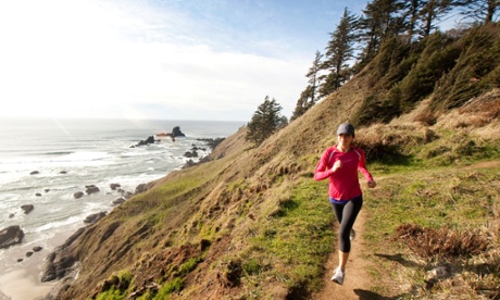 woman running on coast