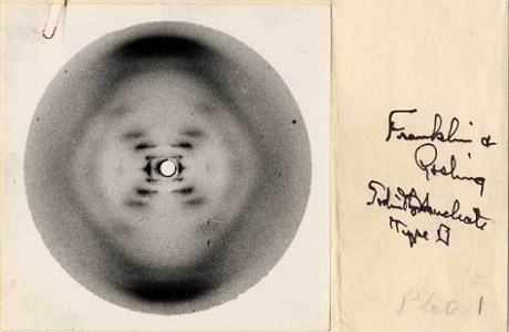 ﻿Photo 51 taken by Rosalind Franklin and R.G. Gosling