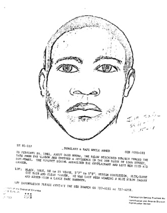 The police composite drawing of the suspect in the 1981 rape case