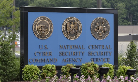 A sign stands outside the National Security Agency (NSA) campus in Fort Meade, Maryland.