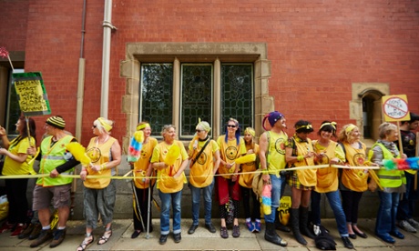 Anti-fracking protestors holding a rally and day of resistance at County Hall in Preston as Lancashire county council begin four days of hearings to decide whether to approve Cuadrilla's plans to drill for shale gas at Little Plumpton and Rosacre Wood in the county.