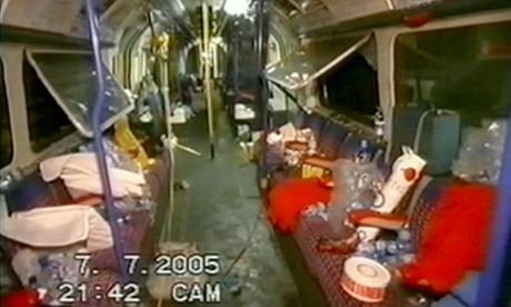 Grab of video footage of scene on board bombed tube